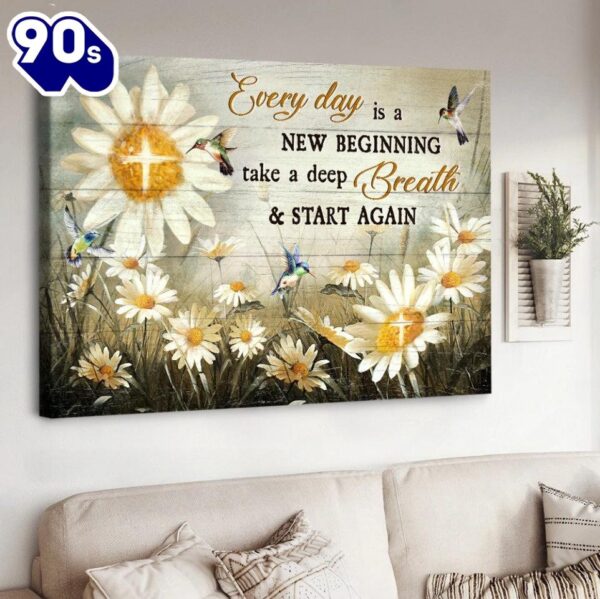 Brilliant Daisy Field Every Day Is A New Beginning Canvas Wall Art   Gift Christmas