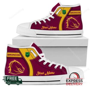 Brisbane Broncos NRL Personalized High Top Canvas Shoes