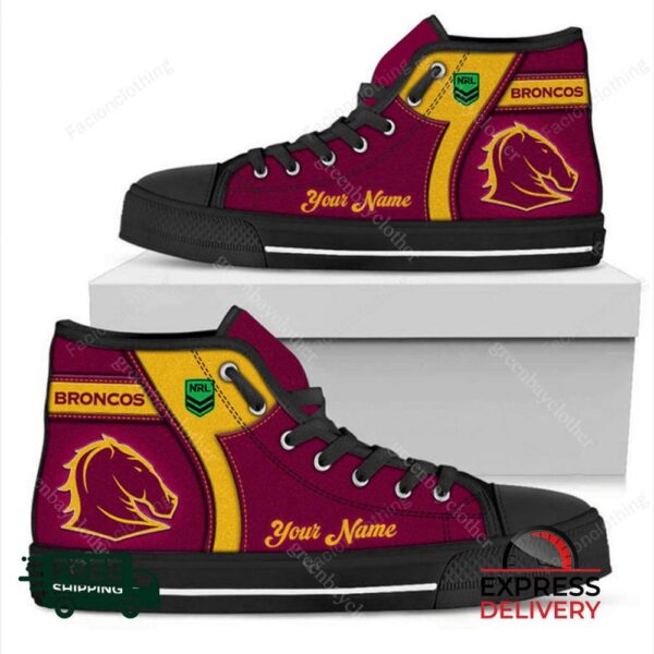 Brisbane Broncos NRL Personalized High Top Canvas Shoes