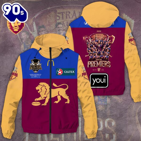 Brisbane Lions 3D Windbreaker Jacket For Man And Women