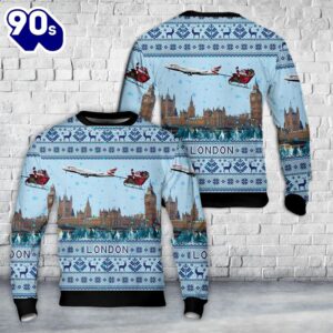 British Airways 747 Over London Christmas Aop Sweater