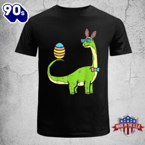 Brontosaurus Bunny Ears Egg Easter Day Dinosaur Dino Boys Easter Shirt