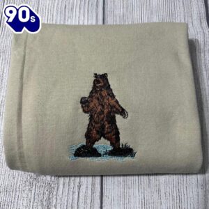 Brown Bear Bear Embroidered Crewneck…