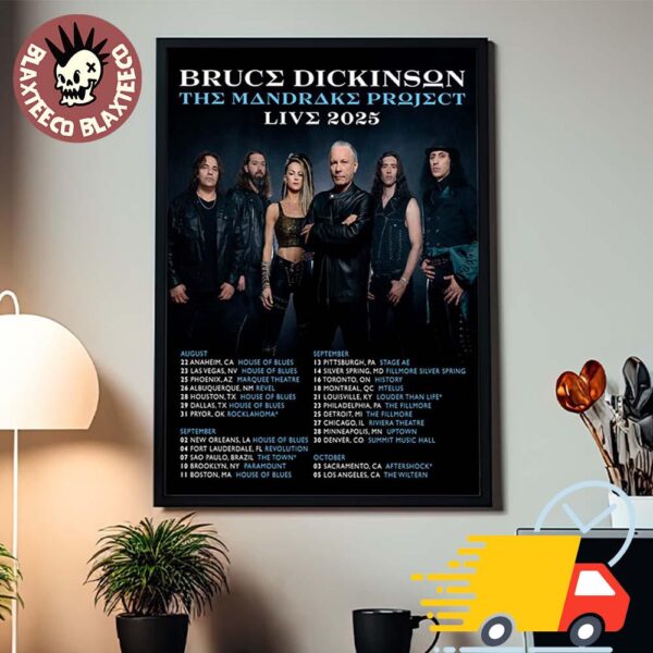 Bruce Dickinson The Mandrake Project Live 2025 North American Tour Cities Dates Canvas