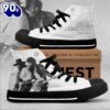 Bruce Springsteen Born To Run White Shoes, Bruce Springsteen High Top Canvas Shoes For Fans