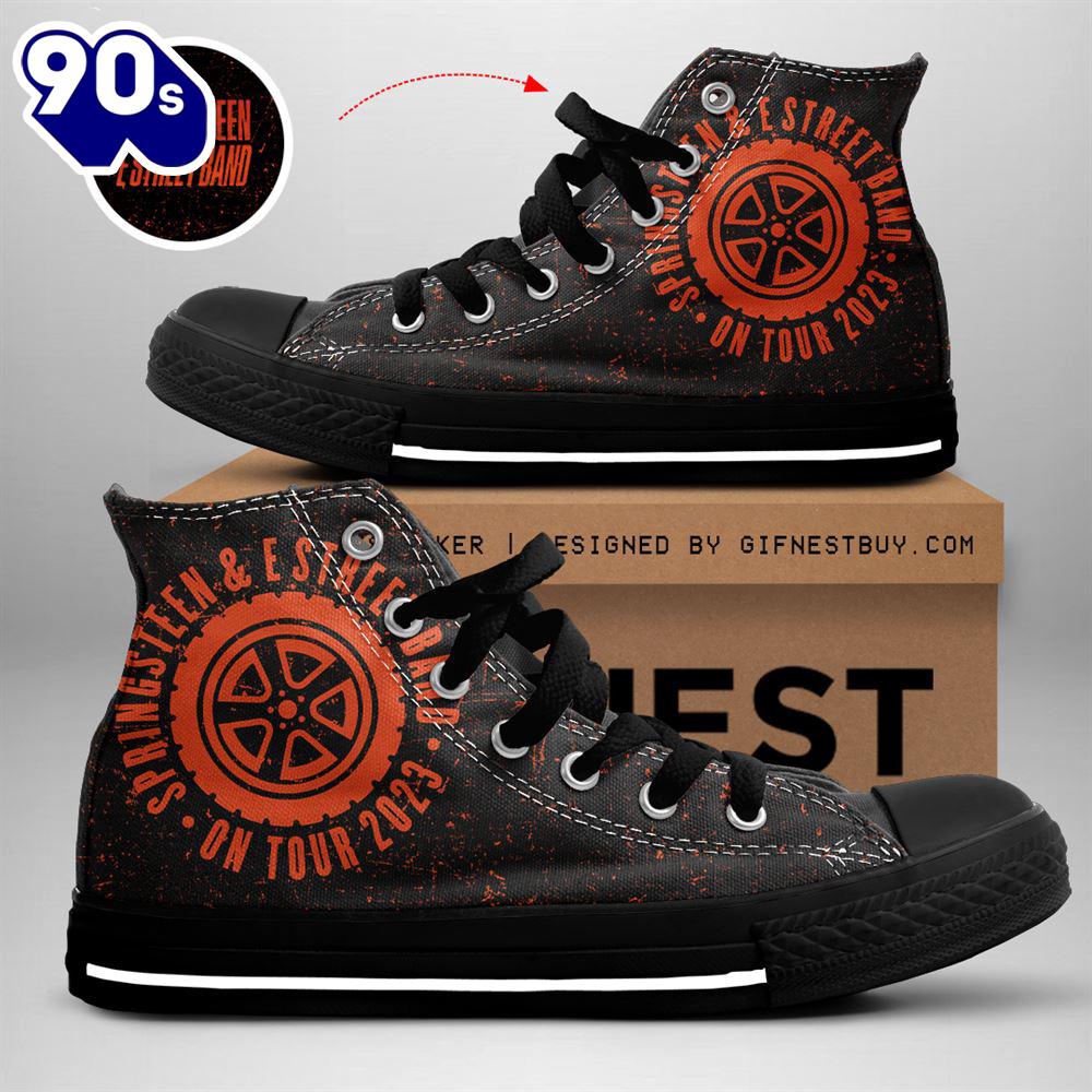 Bruce Springsteen E Street Band On Tour, Bruce Springsteen High Top Canvas Shoes For Fans Bruce Springsteen E Street Band On Tour, Bruce Springsteen High Top Canvas Shoes For Fans