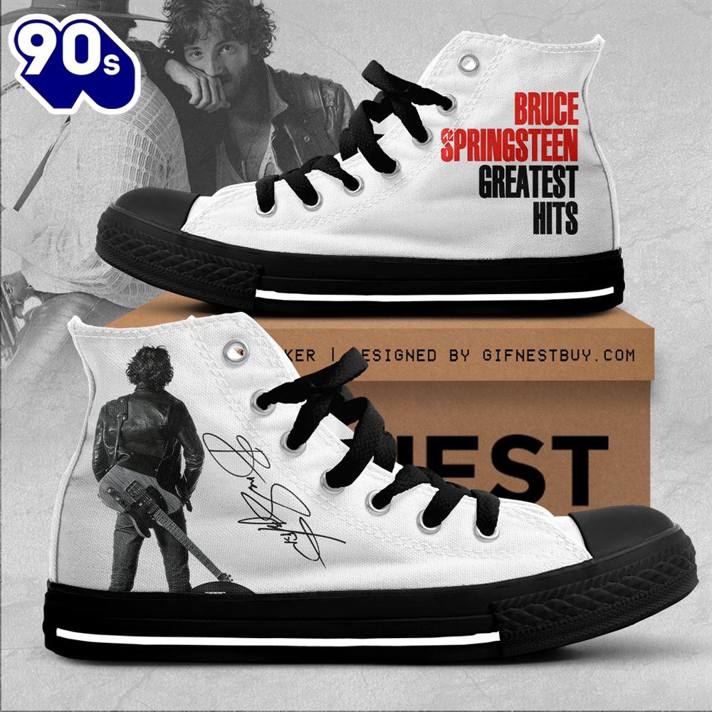 Bruce Springsteen Greatest Hits, Bruce Springsteen High Top Canvas Shoes For Fans Bruce Springsteen Greatest Hits, Bruce Springsteen High Top Canvas Shoes For Fans