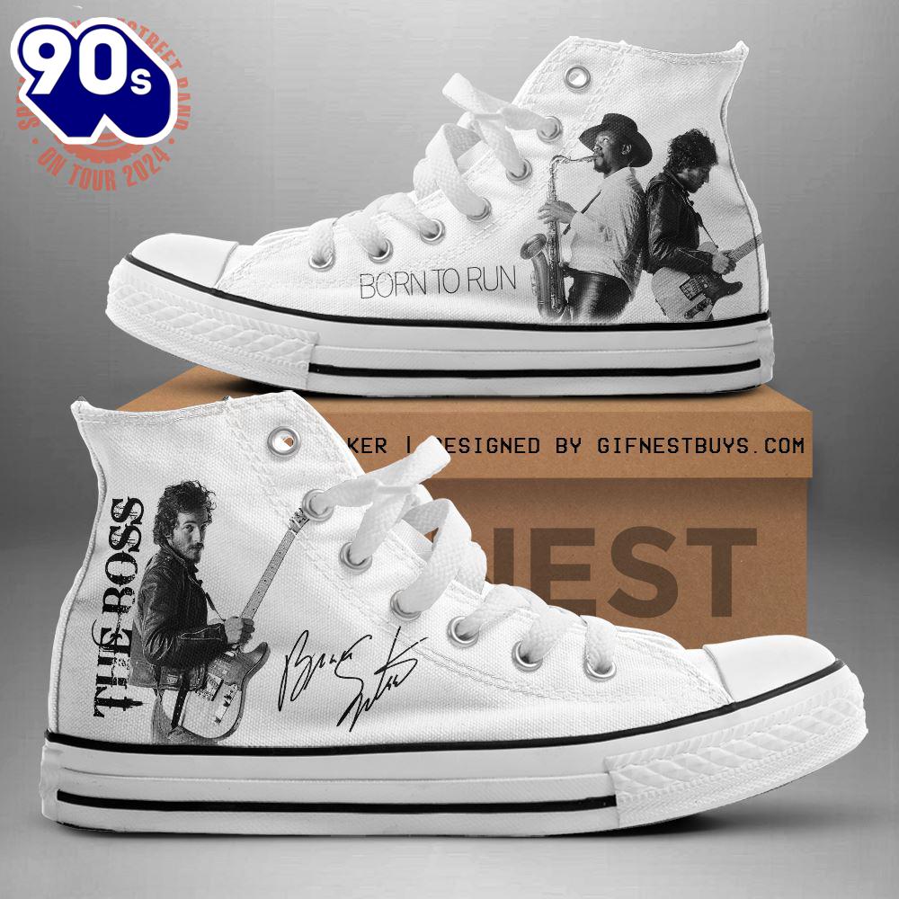 Bruce Springsteen The Boss Born To Run, Bruce Springsteen High Top Canvas Shoes For Fans Bruce Springsteen The Boss Born To Run, Bruce Springsteen High Top Canvas Shoes For Fans