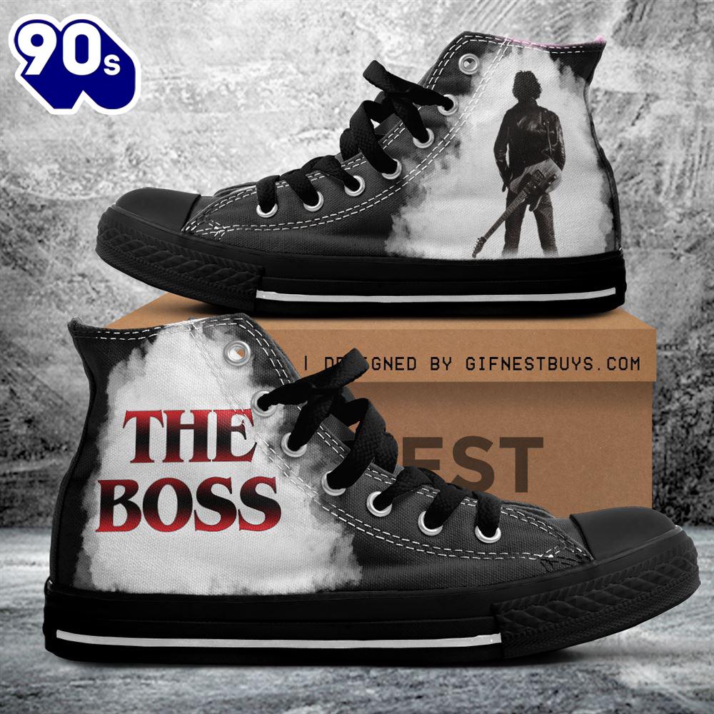 Bruce Springsteen The Boss, Bruce Springsteen High Top Canvas Shoes For Fans Bruce Springsteen The Boss, Bruce Springsteen High Top Canvas Shoes For Fans
