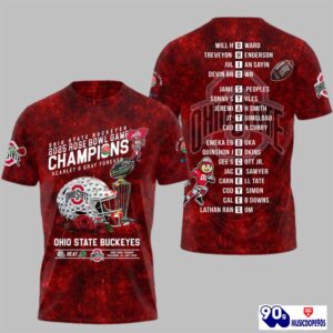 Buckeyes 2025 Rose Bowl Game Champions Scarlet Gray Forever Shirt