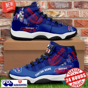 Buffalo Bills Custom Name NFL Air Jordan 11 Shoes Men And Women Sneakers