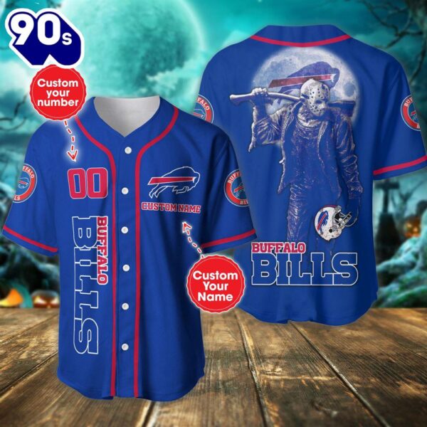 Buffalo Bills Horror Movie Personalized Baseball Jersey