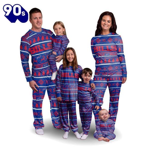 NCAA Family Pajama Sets  Buffalo Bills NFL Patterns Essentials Christmas Holiday Family Matching Pajama Sets