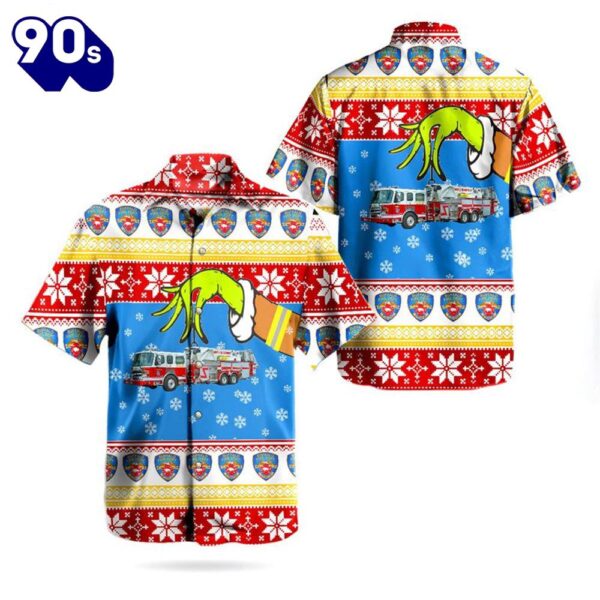 Buffalo Fire Department Fire Truck Ugly Christmas Hawaiian Shirt