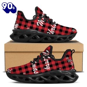 Buffalo Plaid Christmas Print Black Max Soul Shoes