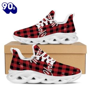 Buffalo Plaid Christmas Print White Max Soul Shoes