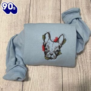 Bull Dog Embroidered Sweatshirt Gift…