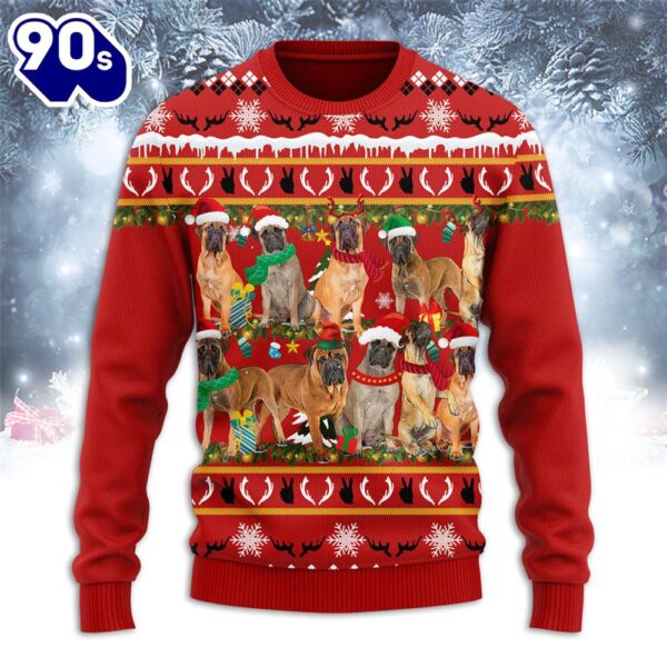 Bull Mastiff Merry Christmas Ugly Sweater