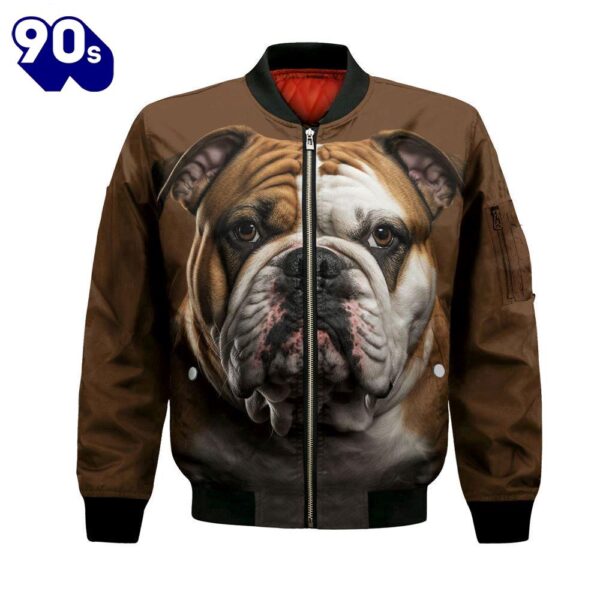 Bulldog AI – Unisex 3D Graphic Bomber Jacket