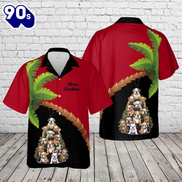 Bulldog Christmas Tree Hawaiian Shirt