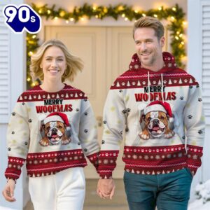 Bulldog Merry Woofmas Christmas Sweatshirt…