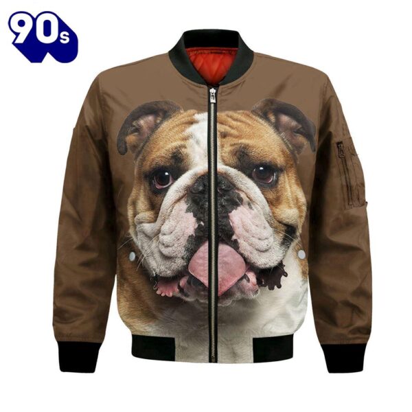 Bulldog – Unisex 3D Graphic Bomber Jacket