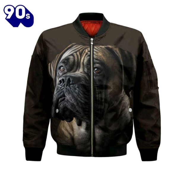 Bullmastiff AI – Unisex 3D Graphic Bomber Jacket