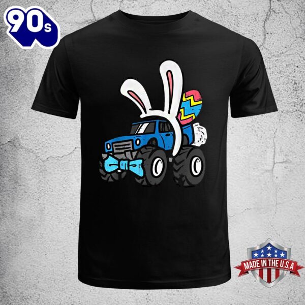 Bunny Monster Truck Bow Tie Cute Easter Boys Kids Toddlers Kids Easter Shirt