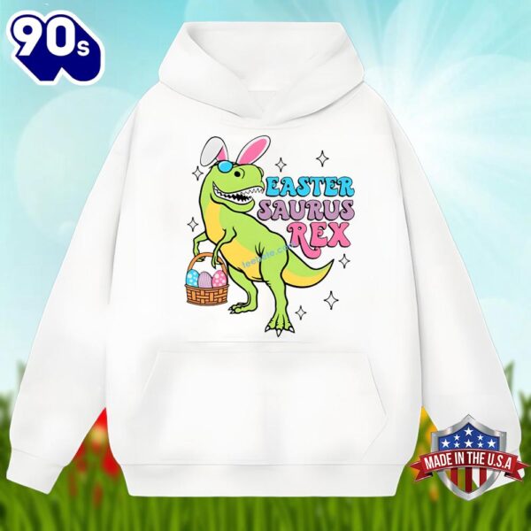 Bunny Saurus Rex Dinosaur With Easter Eggs Shirt Cotton