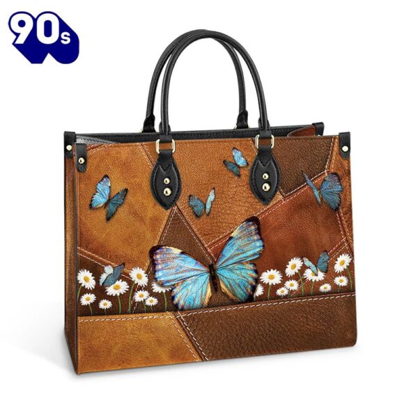 Butterfly Daisy Beautiful Leather Bag Christ Gifts Leather Bags  Gift For  Women Christmas