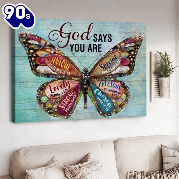 Butterfly God Says You Are Canvas Wall Art   Gift Christmas