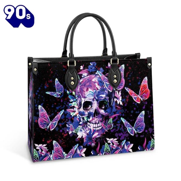 Butterfly Skull Beautiful Leather Bag Christ Gifts Leather Bags  Gift For  Women Christmas