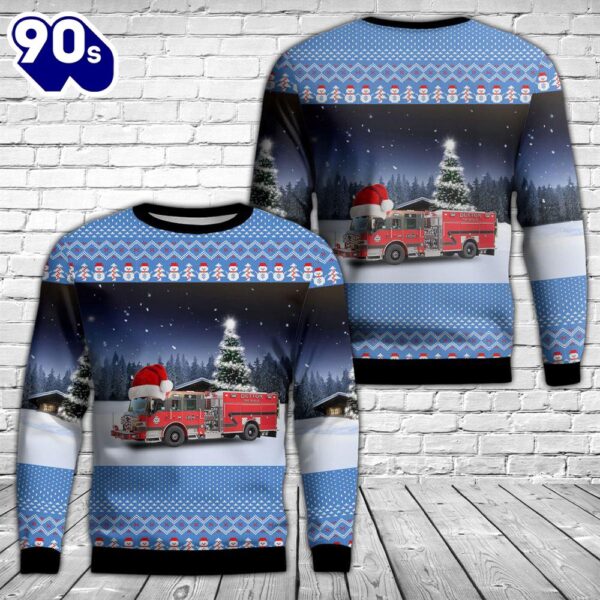 Caledonia, Michigan, Dutton Fire Department Christmas Aop Ugly Sweater