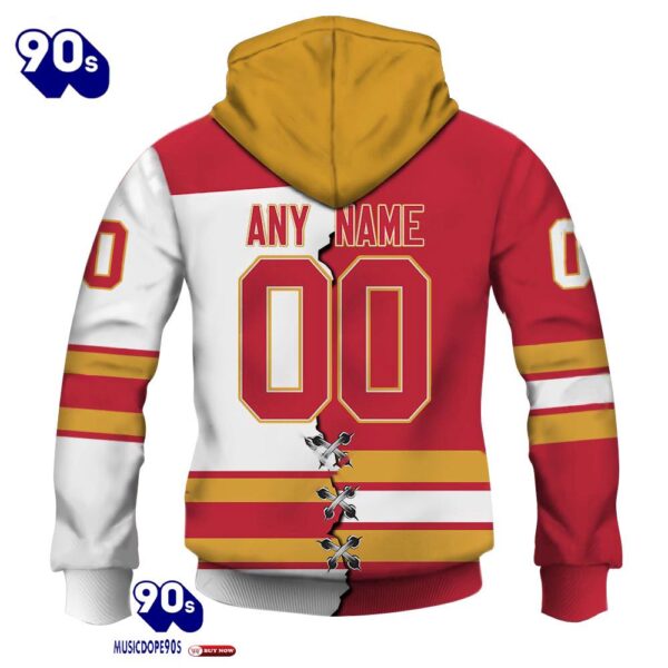 Calgary Flames Personalized NHL Mix Jersey Hoodie Set