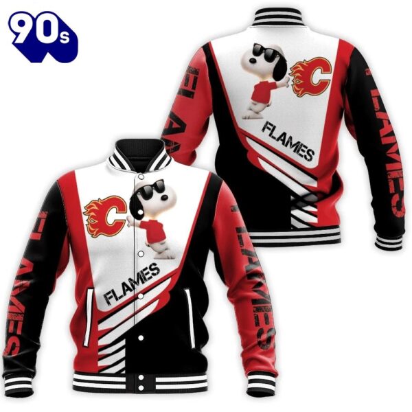 Calgary Flames Snoopy For Fans 3D Baseball Jacket For Men Women