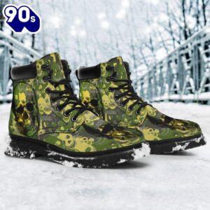 Camo Skull Leather Boots Amazing Gift Idea