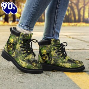 Camo Skull Leather Boots Amazing Gift Idea