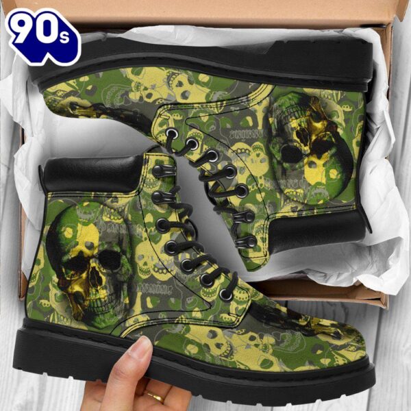 Camo Skull Leather Boots Amazing Gift Idea