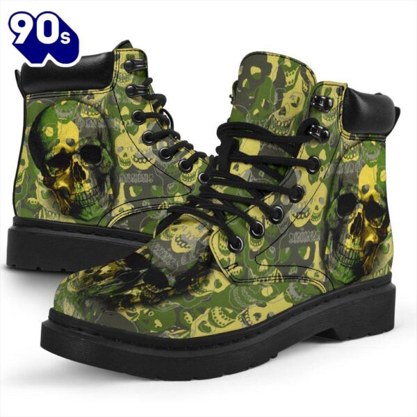 Camo Skull Leather Boots Amazing Gift Idea