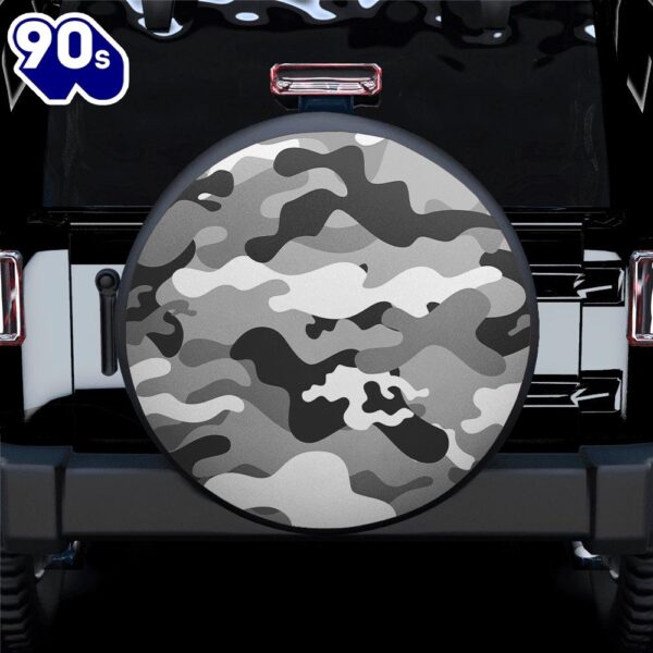 Camouflage Us Army Bright Black And White Print Texture Car Spare Tire Covers Gift For Campers