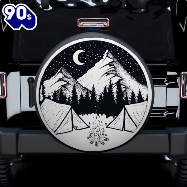 Hippie Tire Covers Camping Night, Hippie Vintage Art Car Spare Tire Cover Gift For Campers