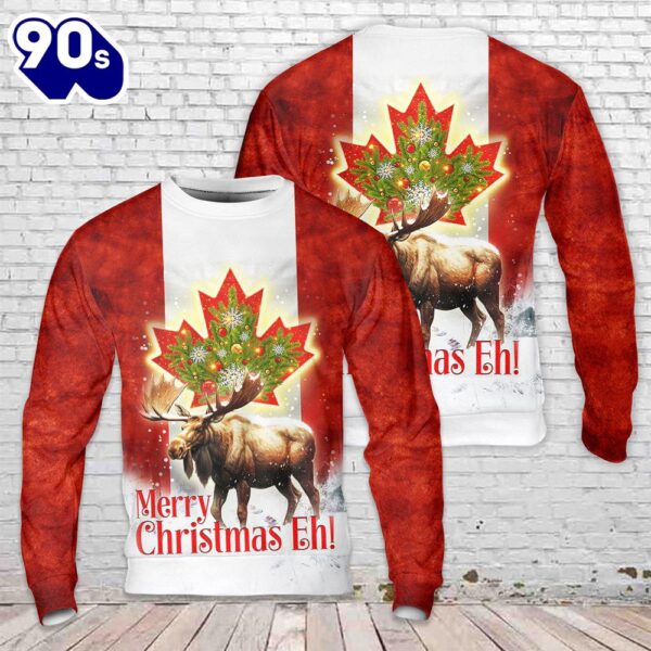 Canada Merry Christmas Eh Canada Moose Christmas Sweater