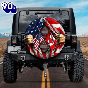 Canadian American Flag Spare Tire Cover