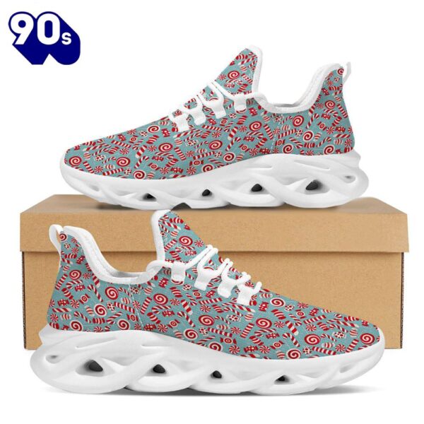 Candy Cane Christmas Print Pattern White Max Soul Shoes