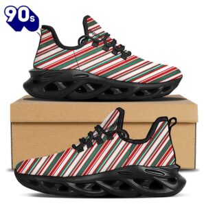 Candy Cane Stripe Christmas Print Black Max Soul Shoes