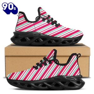 Candy Cane Striped Christmas Print Black Max Soul Shoes