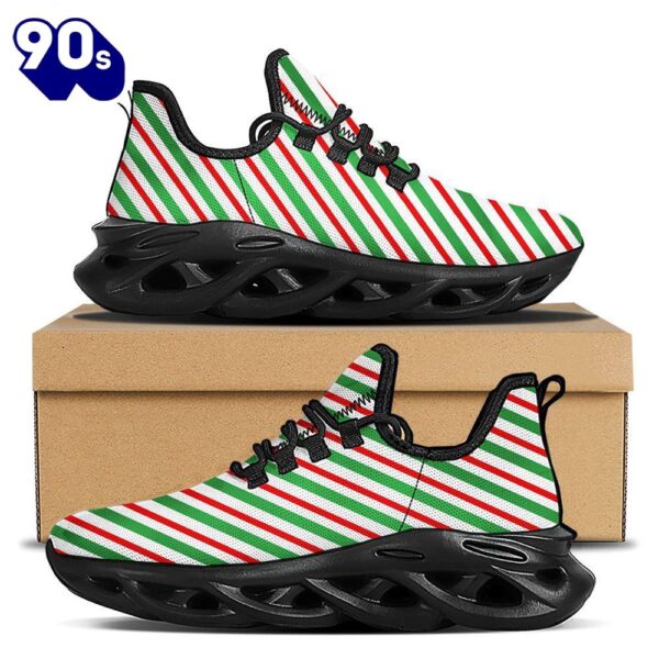 Candy Cane Stripes Christmas Print Black Max Soul Shoes