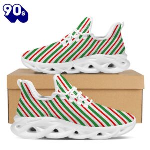 Candy Cane Stripes Christmas Print White Max Soul Shoes