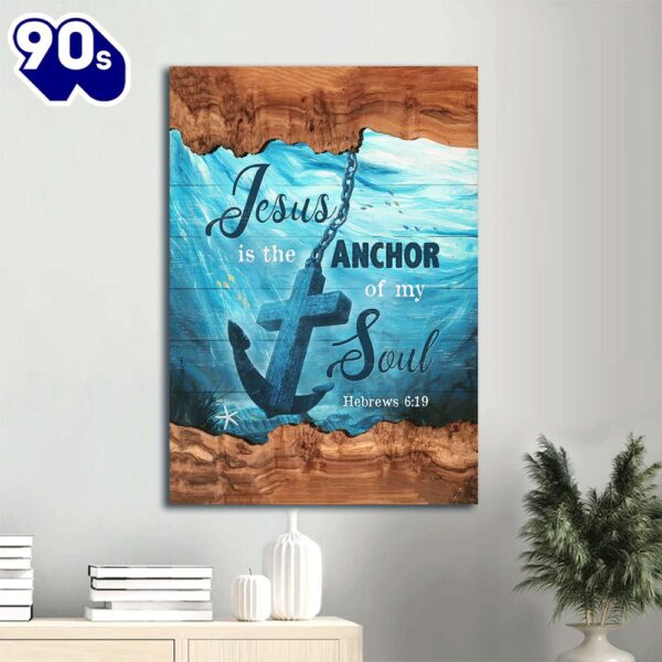 Canvas Anchor Painting Blue Ocean God Wood Artwork Jesus Is The Anchor Of My Soul Canvas Wall Art  Gift Christmas