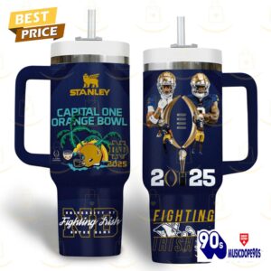 Capital One Orange Bowl 2025 Notre Dame Fighting Irish Tumbler With Handle And Straw